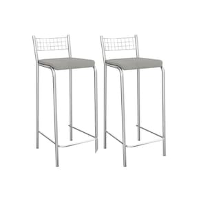 Banqueta de Cozinha Gênova 2B705CR Aço Kit 2 Un Cromado/Boucle Cinza - Kappesberg
