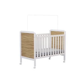 Berço / Mini Cama Infantil Cloe 2 em 1 Branco/Amendoa - Peroba