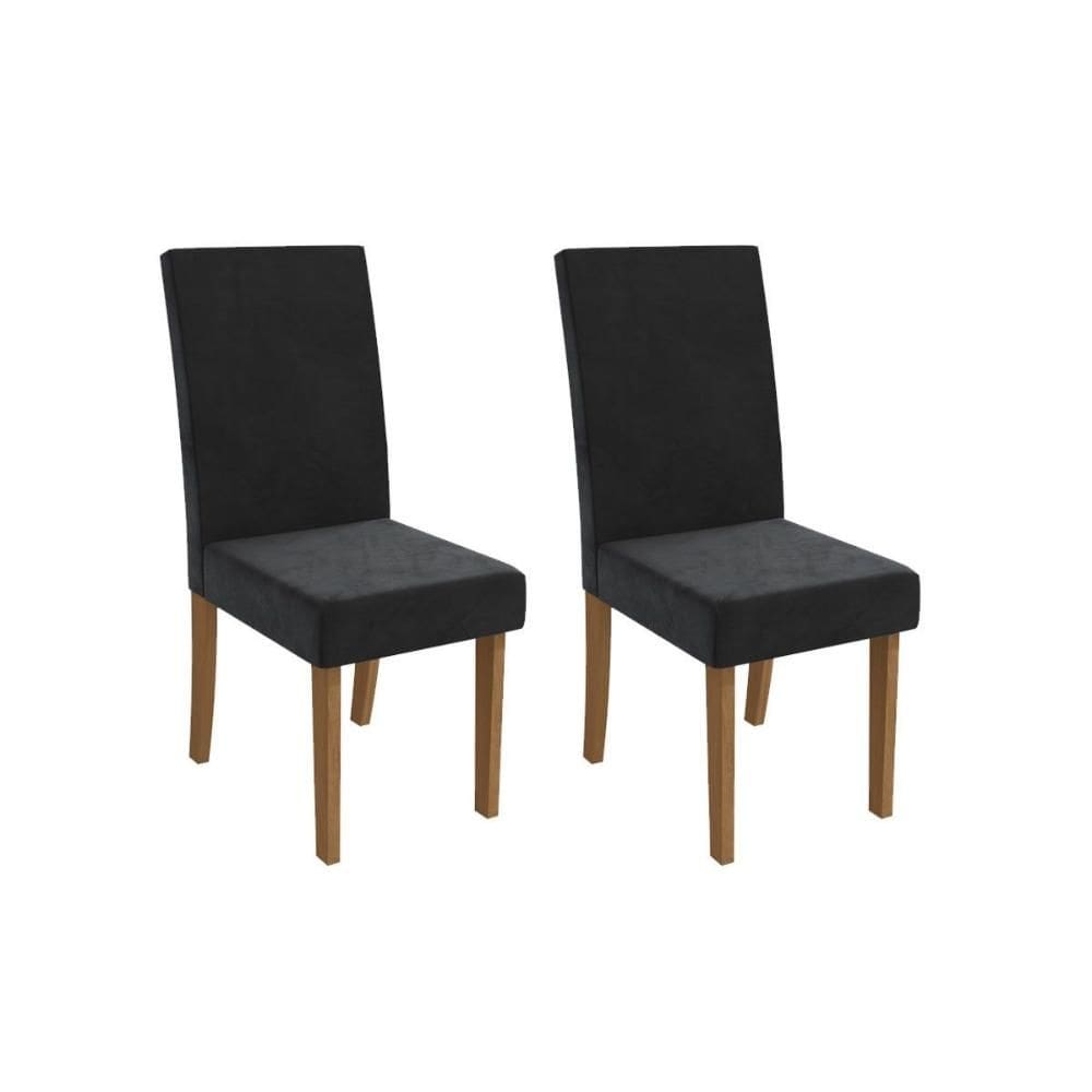 Kit 2 Cadeiras de Cozinha Dália 2CAD131 Madeirado 2 Un Canela/Suede Preto - Kappesberg