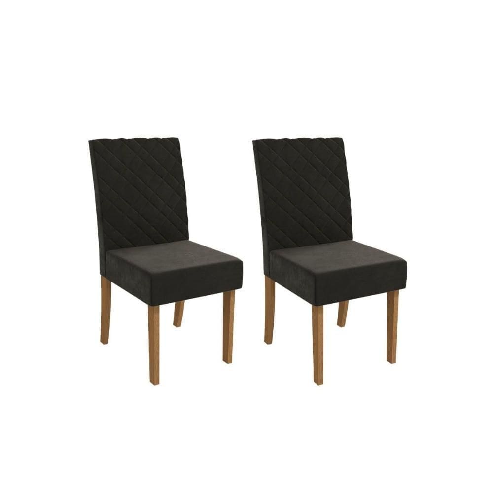 Cadeira de Cozinha Verbena 2CAD133 Madeirado Kit 2 Un Canela/Suede Grafite - Kappesberg