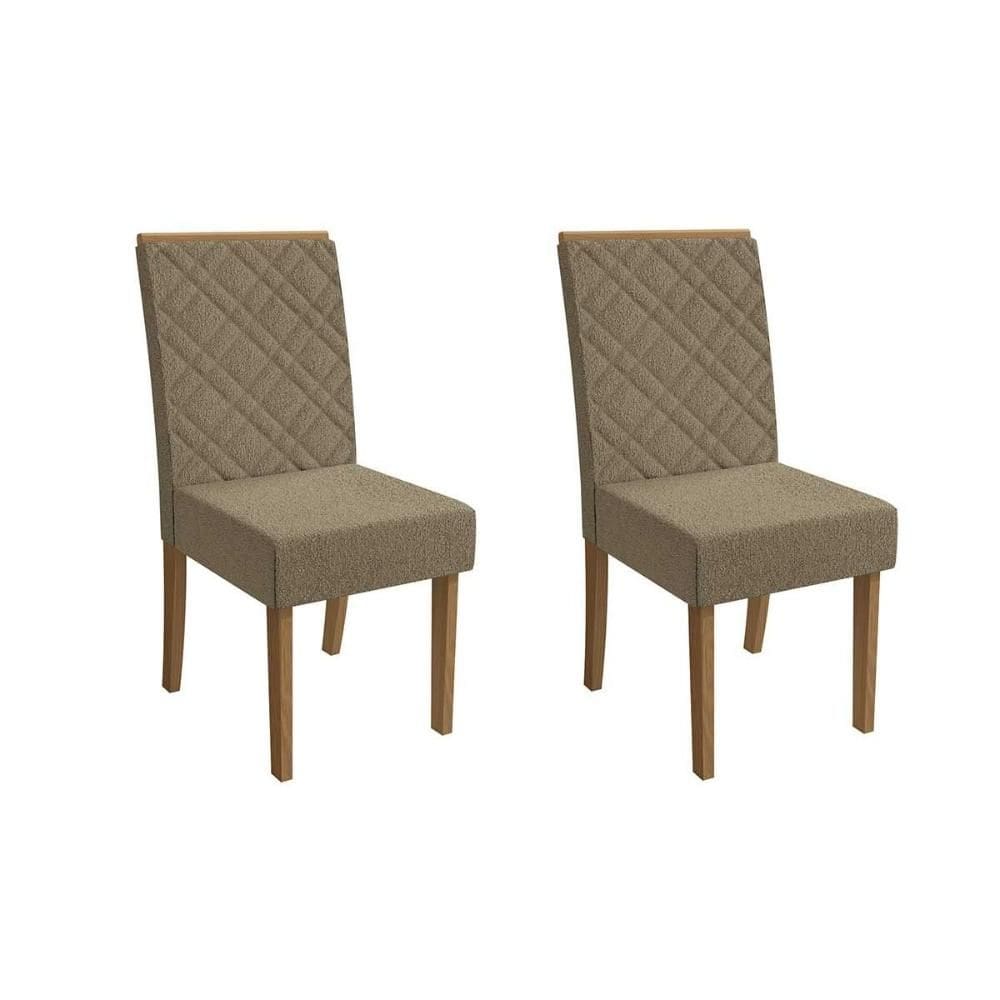 Cadeira de Cozinha Verbena 2CAD133 Madeirado Kit 2 Un Canela/Boucle Bege Fendi - Kappesberg