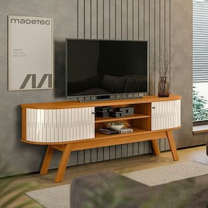 Rack Bancada Valência Cinamomo/Off White - Madetec Móveis