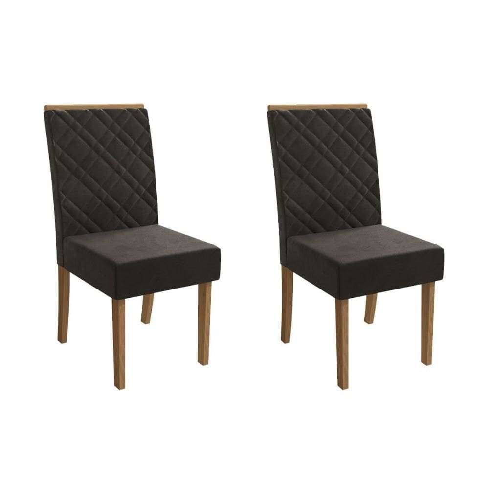 Kit 2 Cadeiras de Cozinha Gardênia 2CAD149 Madeirado 2 Un Canela/Suede Grafite - Kappesberg