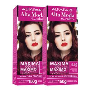 Kit 2X Tintura Creme Altamoda Alfaparf Rubi 6.66