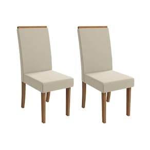 Cadeira de Cozinha Íris 2CAD142 Madeirado Kit 2 Un Canela/Linho Bege Argila - Kappesberg