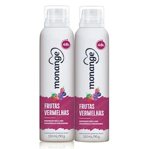 Kit 2 Desodorante Monange Frutas Vermelhas Aerosol Antitranspirante 48h 150ml