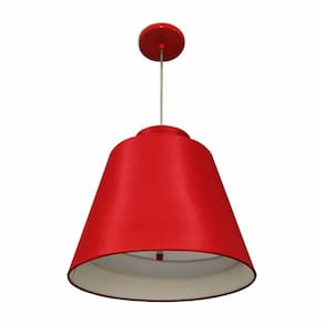 Lustre Pendente Cone Md-4139 Cúpula em Tecido 30/40x25cm Bordo C/ Chapeuzinho - Bivolt
