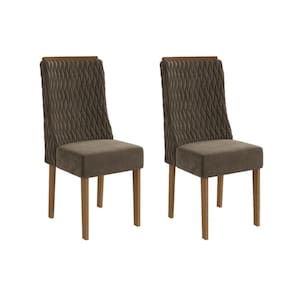 Cadeira de Cozinha Jasmim 2CAD158 Madeirado Kit 2 Un Canela/Suede Capuccino - Kappesberg