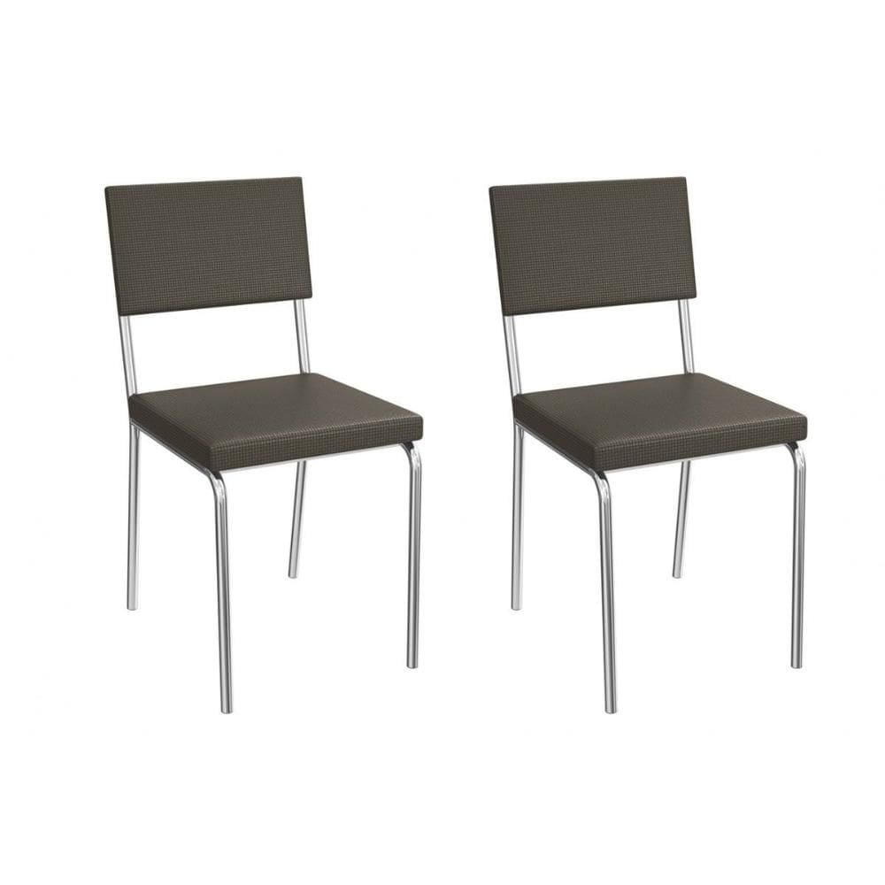 Cadeira de Cozinha Zaria 2C128CR Aço Kit 2 Un Cromado/ano Marrom - Kappesberg