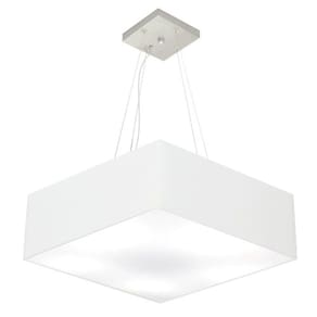 Lustre Pendente Quadrado Md-4032 Cúpula em Tecido 15/50x50cm Branco - Bivolt