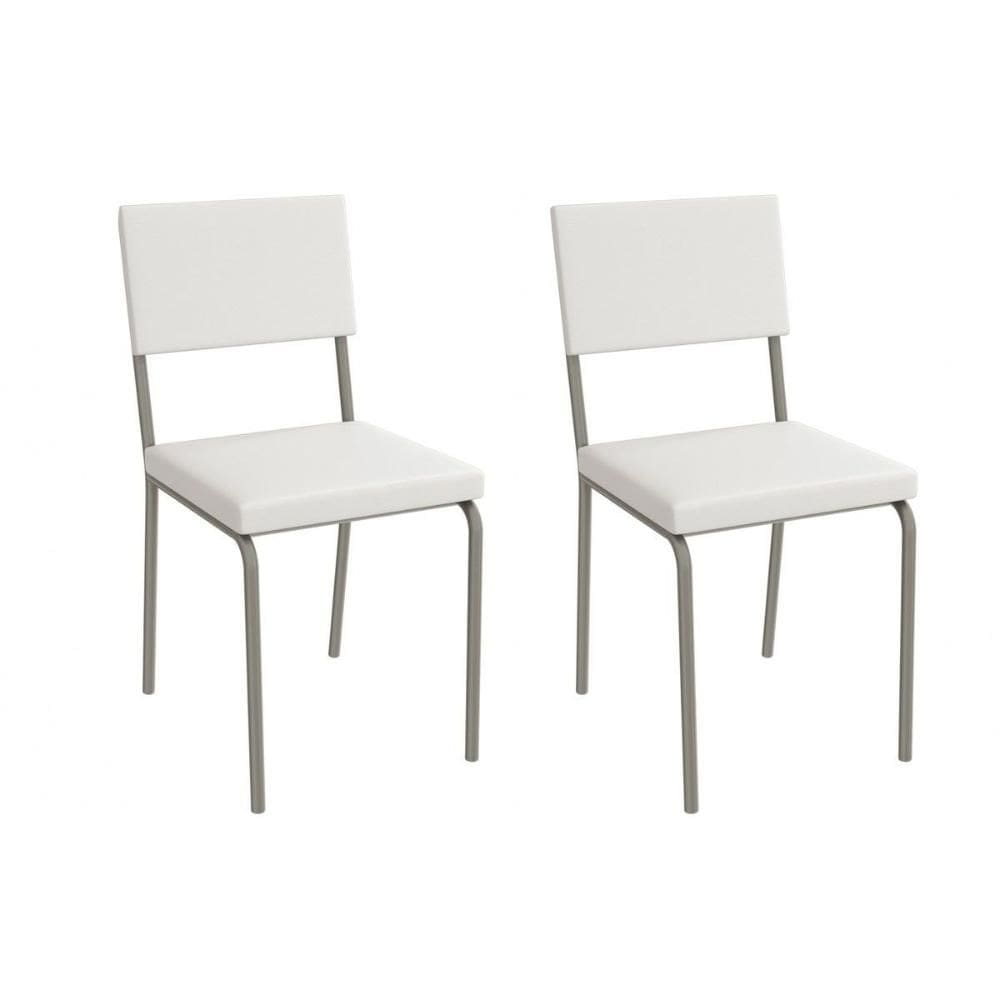 Cadeira de Cozinha Zaria 2C128NK Aço Kit 2 Un Niquel/ano Branco - Kappesberg
