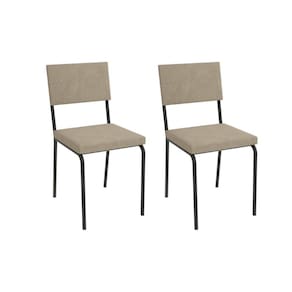 Kit 2 Cadeiras de Cozinha Zaria 2C128PRF Aço 2 Un Preto/Linho Bege Fendi - Kappesberg