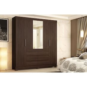 Guarda Roupa 4 Portas (2 c/ Espelho) e 6 Gavetas Cádis Cafe Touch - Demóbile