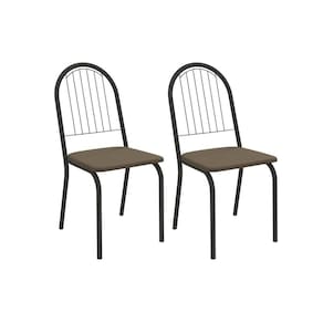 Kit 2 Cadeiras Sala Jantar Noruega 2C077PRF Aço 2 Un Preto/Suede Cappuccino - Kappesberg