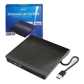 Gravador DVD Externo USB 3.0 Portátil Knup KP-LE300