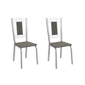 Cadeira de Cozinha Florença 2C005CR Aço Kit 2 Un Cromado/Linho Escuro - Kappesberg