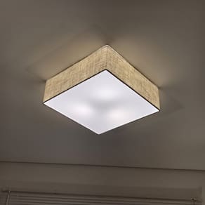 Plafon Quadrado Md-3001 Cúpula em Tecido 12/35x35cm Rustico Bege - Bivolt