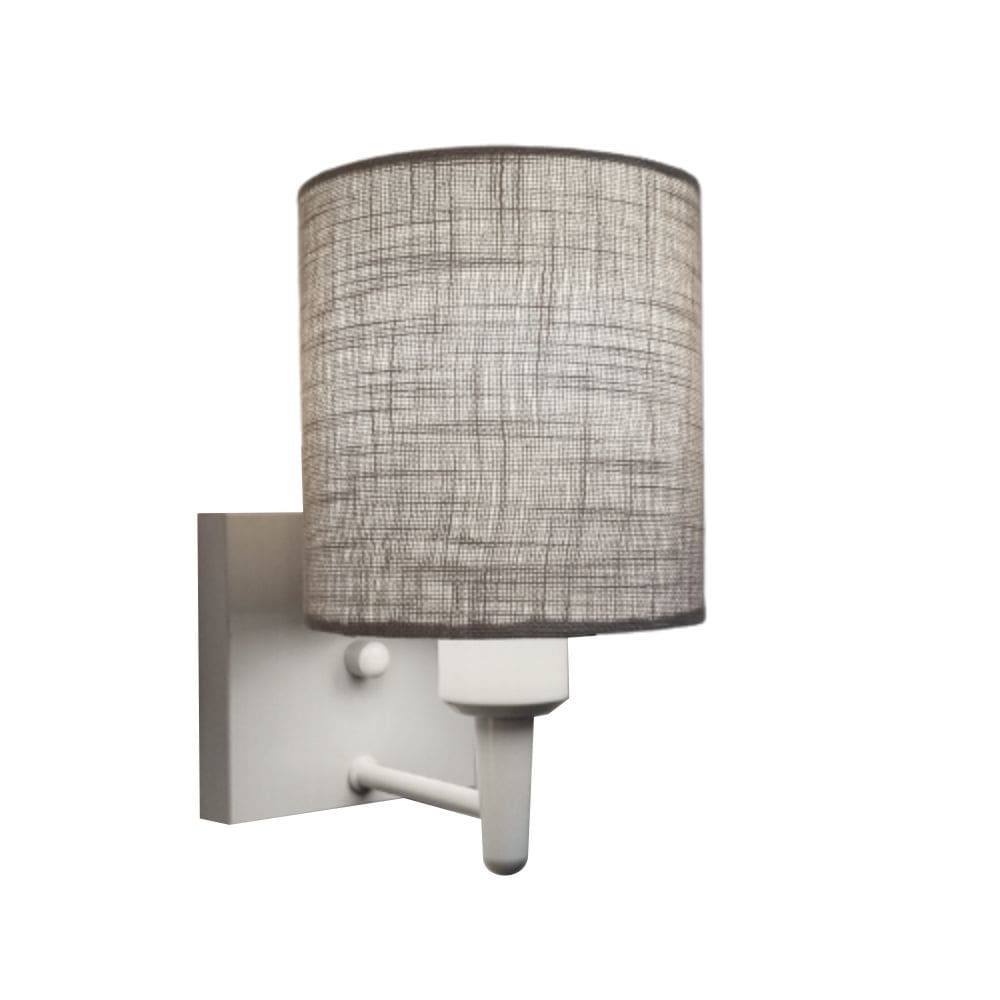 Arandela Quadrada Md-2033 Branco Cúpula em Tecido Cilíndrica Rustico Cinza - Bivolt
