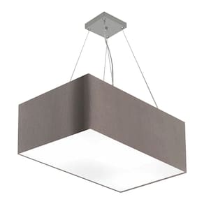 Lustre Pendente Retangular Md-4372 Cúpula em Tecido 60x40cm Cinza Escuro