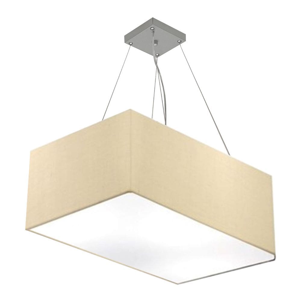Lustre Pendente Retangular Md-4372 Cúpula em Tecido 60x40cm Bege