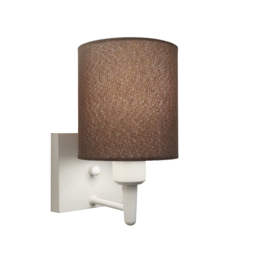 Arandela Quadrada Md-2033 Branco Cúpula em Tecido Cilíndrica Café - Bivolt