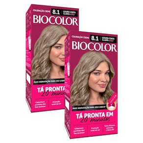 Kit 2X Tintura Creme Biocolor Louro Acinzentado Estiloso 8.1 Mini Kit