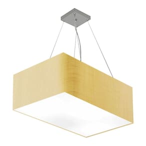 Lustre Pendente Retangular Md-4372 Cúpula em Tecido 60x40cm Palha