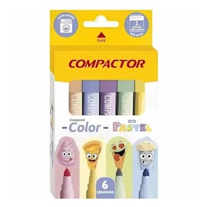 Canetinha Hidrográfica Color Pastel 164031 6 Cores - Compactor