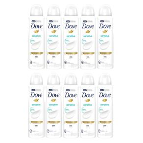 Kit 10 Desodorante Antitranspirante Aerosol Dove Sensitive Sem Perfume com 150ml