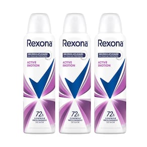 Desodorante Antitranspirante Rexona Active Emotion Aerosol 150ml  Kit com três unidades