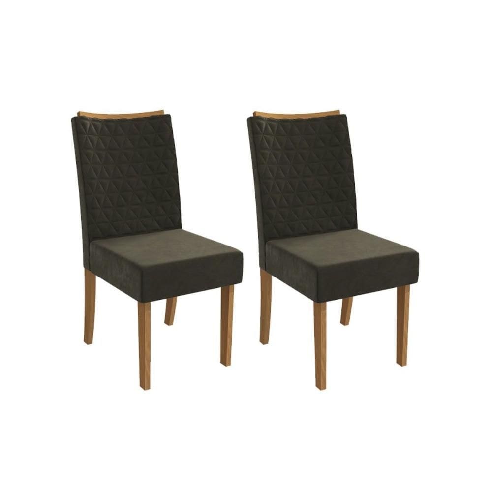 Cadeira de Cozinha Rosa 2CAD129 Madeirado Kit 2 Un Canela/Suede Grafite - Kappesberg