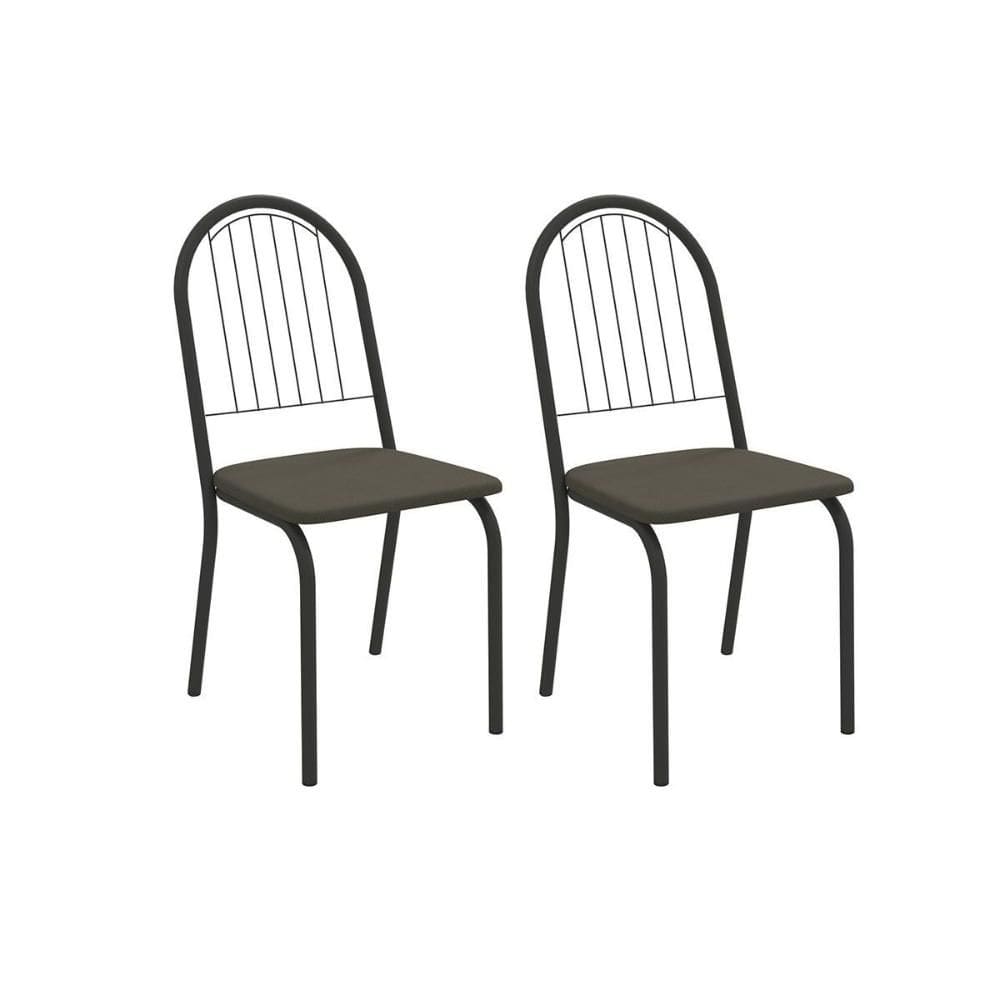 Cadeira Sala de Jantar Noruega 2C077PRF Aço Kit 2 Un Preto/Suede Escuro - Kappesberg
