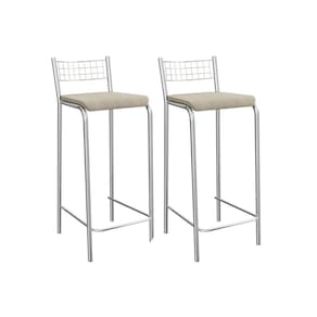 Kit 2 Banquetas Sala Jantar Gênova 2B705CR Aço 2 Un Cromado/Linho Bege Fendi - Kappesberg