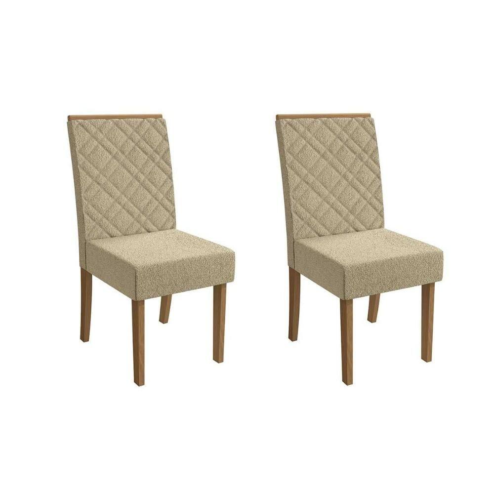 Cadeira de Cozinha Verbena 2CAD133 Madeirado Kit 2 Un Canela/Suede Bege - Kappesberg