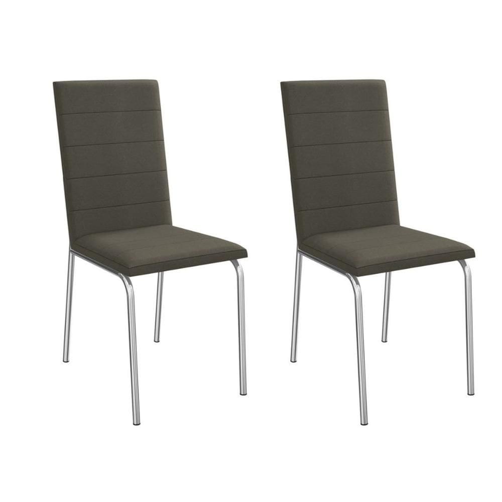 Cadeira de Cozinha Amsterdã 2C091 Aço Kit 2 Un Cromado/Suede Escuro - Kappesberg
