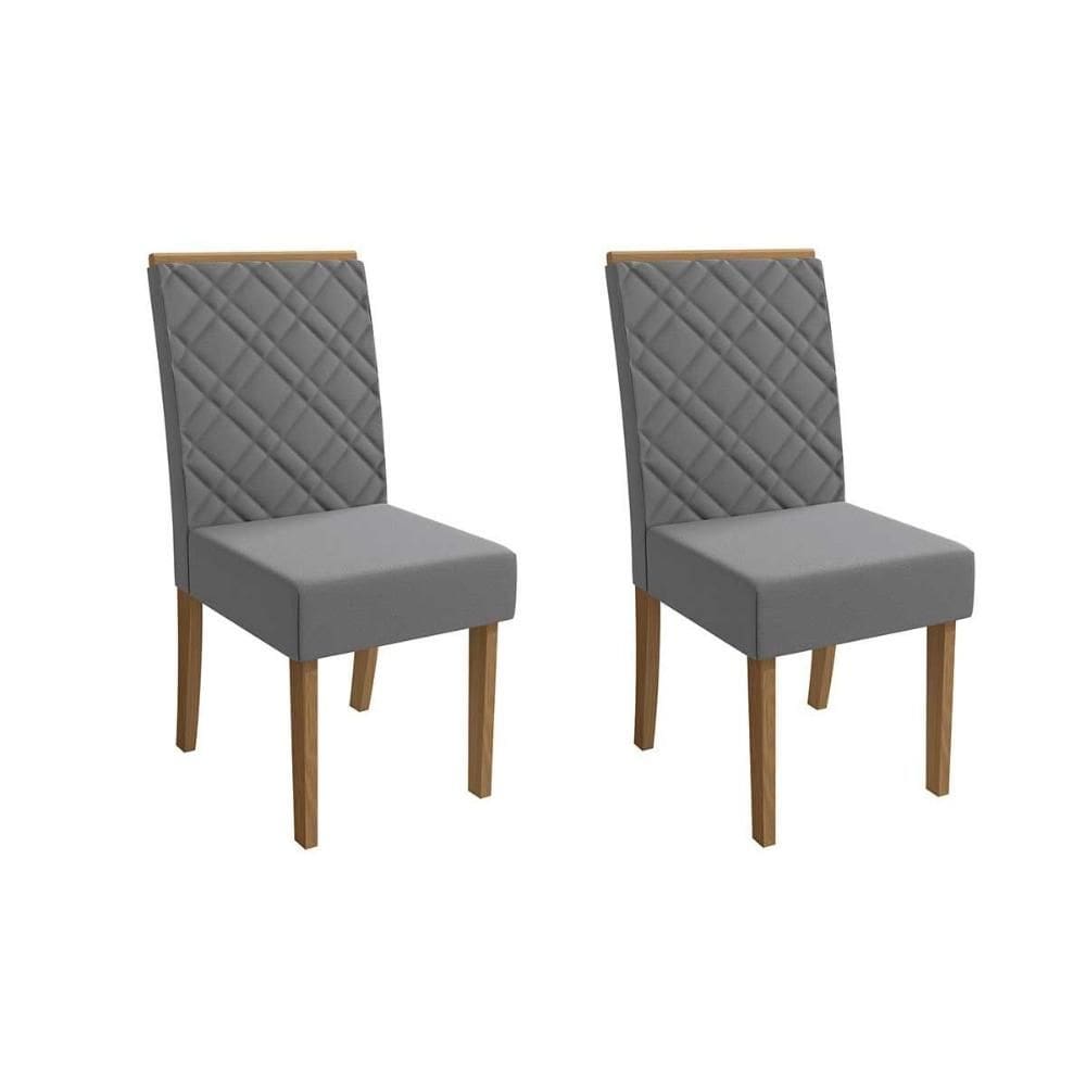 Cadeira de Cozinha Gardênia 2CAD149 Madeirado Kit 2 Un Canela/Suede Cinza - Kappesberg