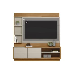 Estante p/ Sala até 60 Pol Atlanta c/ 2 Portas e 5 Prateleiras186x180cm Nature/Off White - Linea Brasil