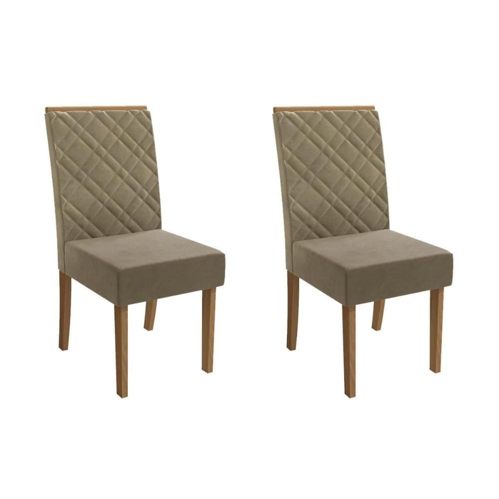 Kit 2 Cadeiras de Cozinha Gardênia 2CAD149 Madeirado 2 Un Canela/Suede Bege - Kappesberg