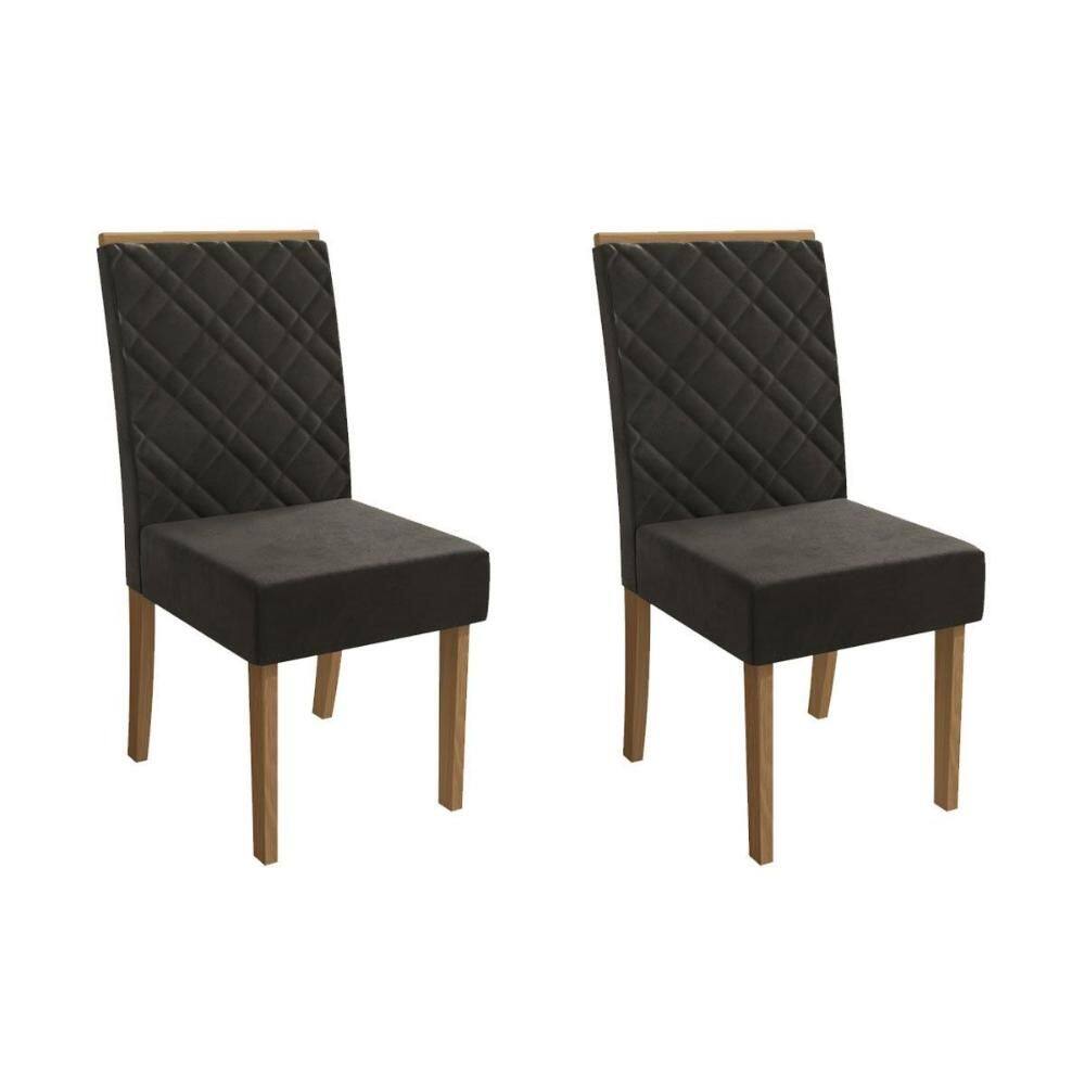 Kit 2 Cadeiras Sala Jantar Gardênia 2CAD149 Madeirado 2 Un Canela/Suede Grafite - Kappesberg