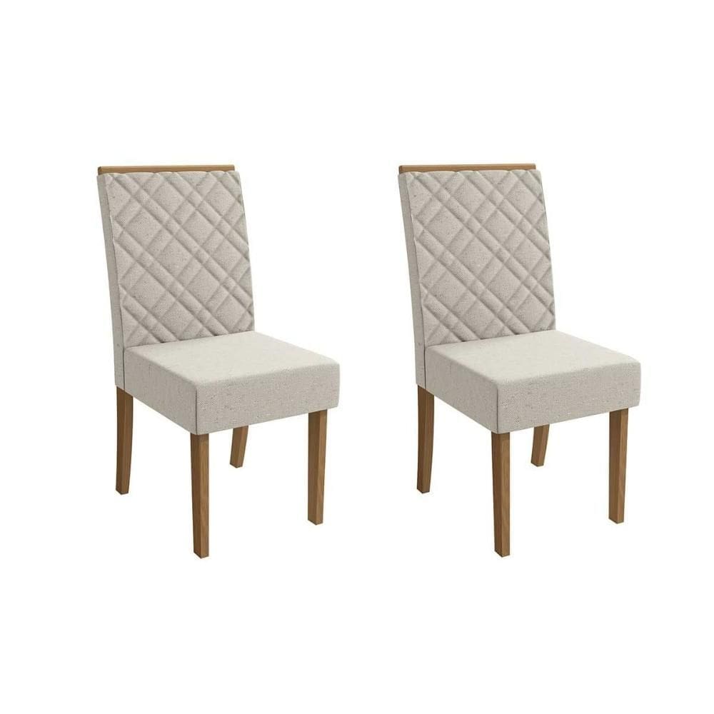 Cadeira de Cozinha Verbena 2CAD133 Madeirado Kit 2 Un Canela/Linho Bege Caqui - Kappesberg