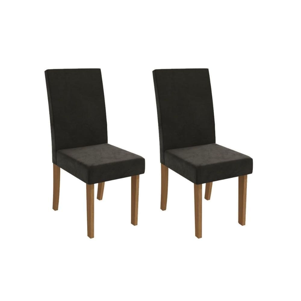 Cadeira de Cozinha Dália 2CAD131 Madeirado Kit 2 Un Canela/Suede Grafite - Kappesberg