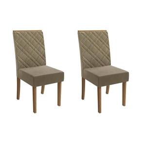 Kit 2 Cadeiras de Cozinha Gardênia 2CAD149 Madeirado 2 Un Canela/Suede Bege - Kappesberg