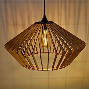 Luminária Teto Tipo Pendente Dejavu Em Mdf - Completa - Cor:marrom