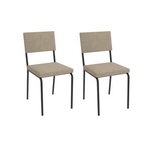 Kit 2 Cadeiras Sala Jantar Zaria 2C128PRF Aço 2 Un Preto/Linho Bege Fendi - Kappesberg
