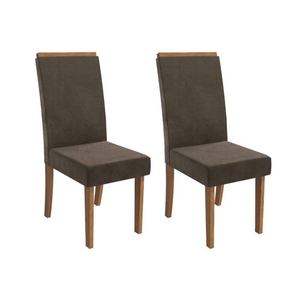 Kit 2 Cadeiras de Cozinha Íris 2CAD142 Madeirado 2 Un Canela/Suede Capuccino - Kappesberg