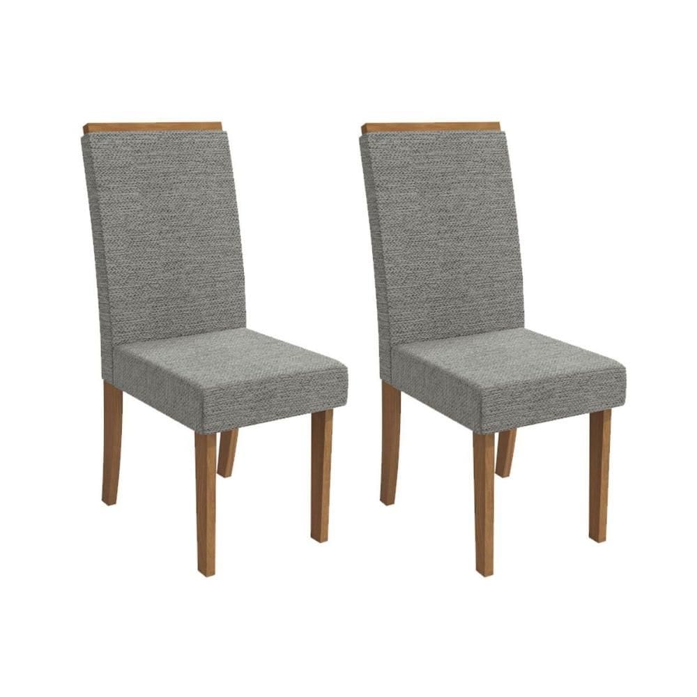 Cadeira de Cozinha Íris 2CAD142 Madeirado Kit 2 Un Canela/Linho Cinza - Kappesberg