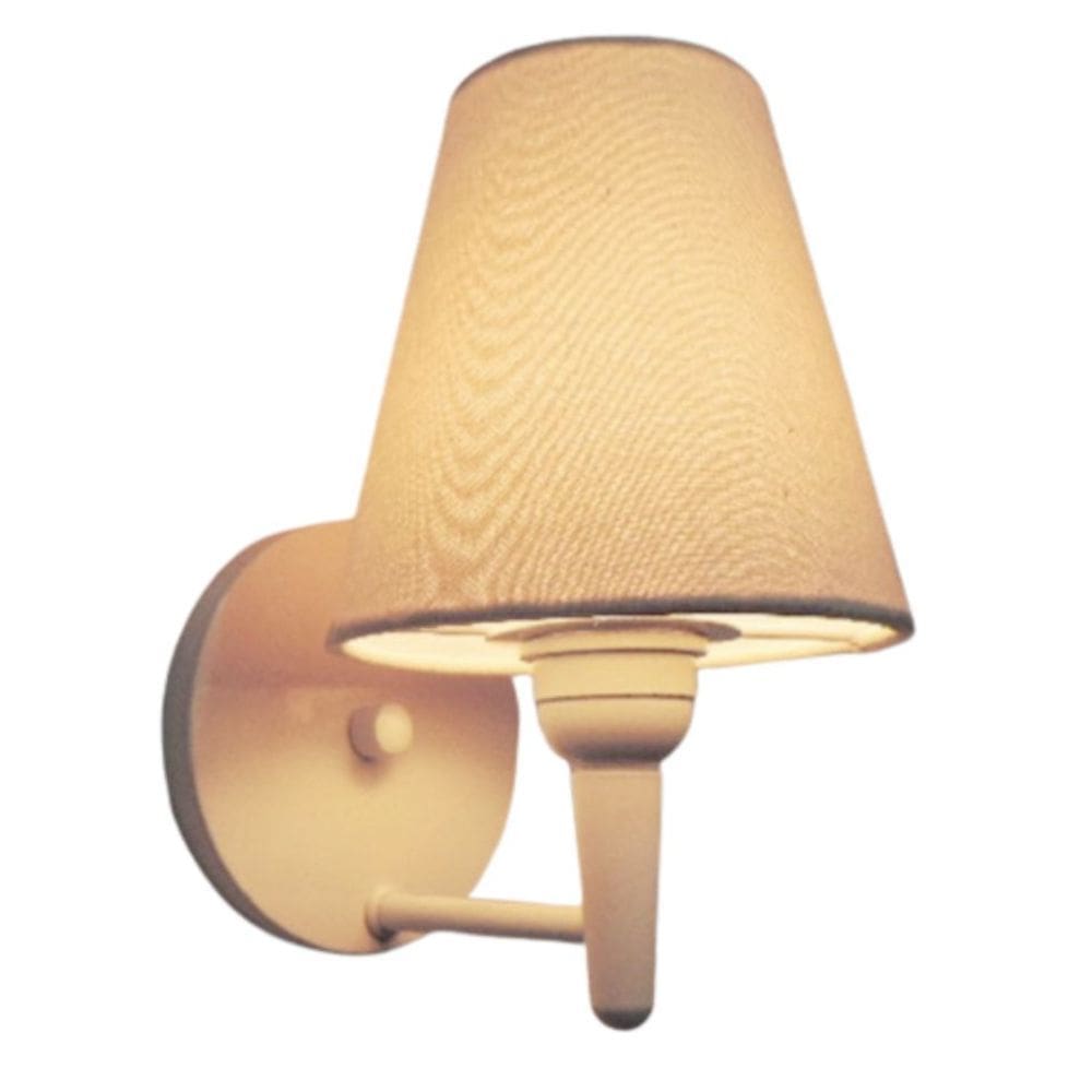 Arandela Cone Md-2004 Base Branco Cúpula em Tecido 14/14x07cm Algodão Crú - Bivolt