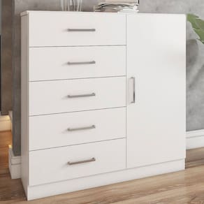 Cômoda Angra 5 Gavetas 1 Porta Branco - Panorama Móveis