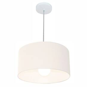 Lustre Pendente Cilíndrico Md-4146 Cúpula em Tecido 40x30cm Branco - Bivolt