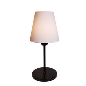 Abajur de Mesa Md-2005 Base Aluminio Preto Cúpula em Tecido Cone Branco - Bivolt